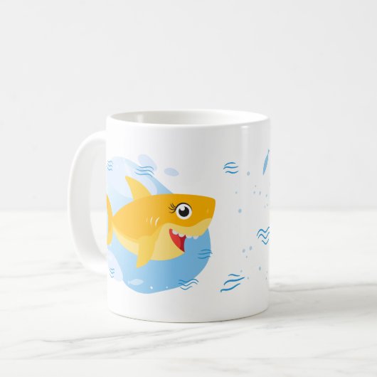 Oma Shark - Gelb Kaffeetasse (Vorderseite Links)