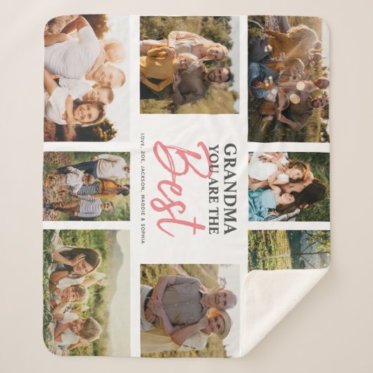 Oma Sie sind die beste moderne FotoCollage Sherpadecke (Vorderseite)