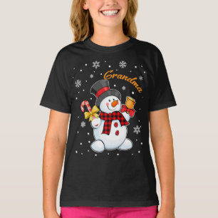 Oma Snowman Candy Cane Christmas Red Kariert T-Shirt