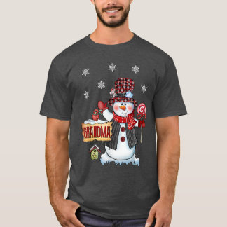 Oma Snowman Christmas Candy Cane Red Kariert San S T-Shirt