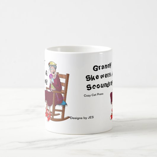 Oma spießt einen Schurken - schwarze Beschriftung Kaffeetasse (Mittel)