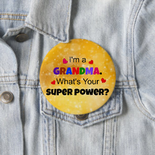 Oma Super Power farbenfroh Button
