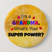 Oma Super Power farbenfroh Button (Vorderseite)