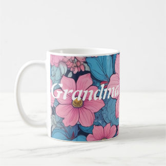 Oma-Tasse mit Pink & Blue Blume Design Kaffeetasse