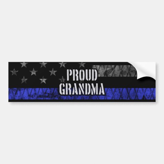 Oma Thin Blue Line Distressive Flag Autoaufkleber (Vorne)
