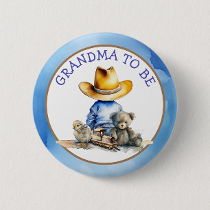 Oma to Be a Lil' Cowboy Babydusche Button
