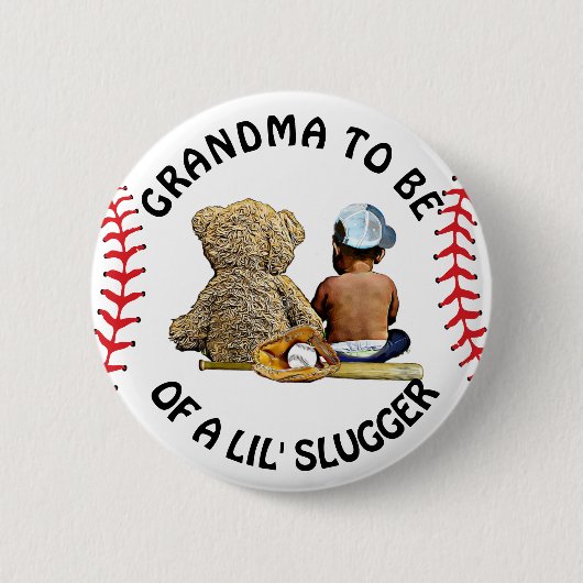 Oma to Be a Lil Slugger Baby Showknopf Button (Vorderseite)