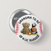 Oma to Be a Lil Slugger Baby Showknopf Button (Vorne & Hinten)