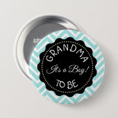 Oma to be aquamarin Zickzack Baby Showknopf Button (Vorne & Hinten)