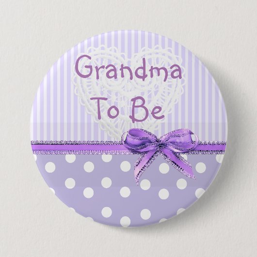 Oma to be Baby Showbutton: Lila Bow Button (Vorderseite)