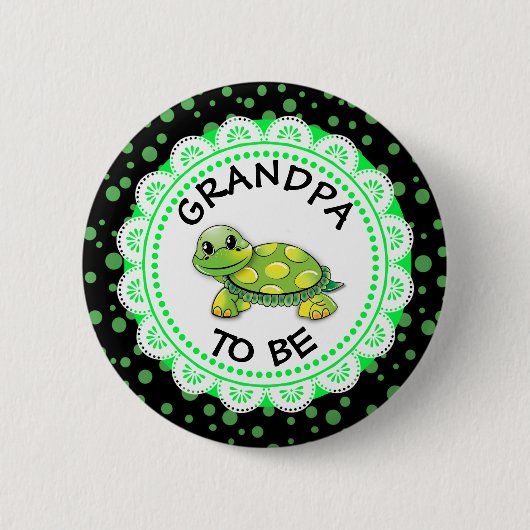 Oma to be Baby Shower Button Schildkröte Thema (Vorderseite)