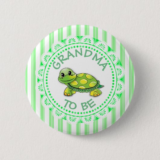 Oma to be Baby Shower Button Schildkröte Thema (Vorderseite)