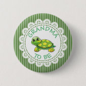 Oma to be Baby Shower Button Schildkröte Thema (Vorderseite)