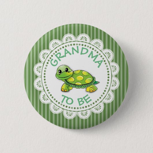 Oma to be Baby Shower Button Schildkröte Thema (Vorderseite)
