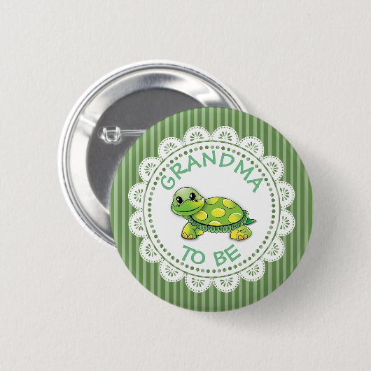 Oma to be Baby Shower Button Schildkröte Thema (Vorne & Hinten)
