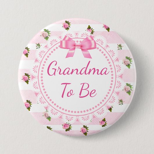Oma to Be Baby Showknopf Rosa Rosen Button (Vorderseite)
