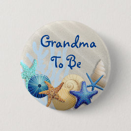 Oma to Be, Beach Themed Baby Dusche Button