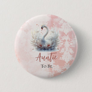 Oma to be Beautiful Swan Girl Baby Dusche Button