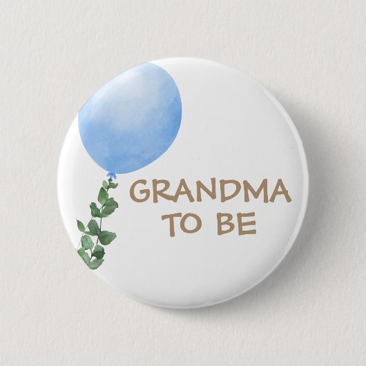 Oma to be Blue Balloon Baby Showknopf Button (Vorderseite)