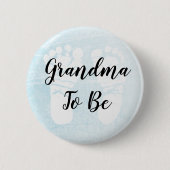 Oma to be blue Footprints Baby Shower Button (Vorderseite)