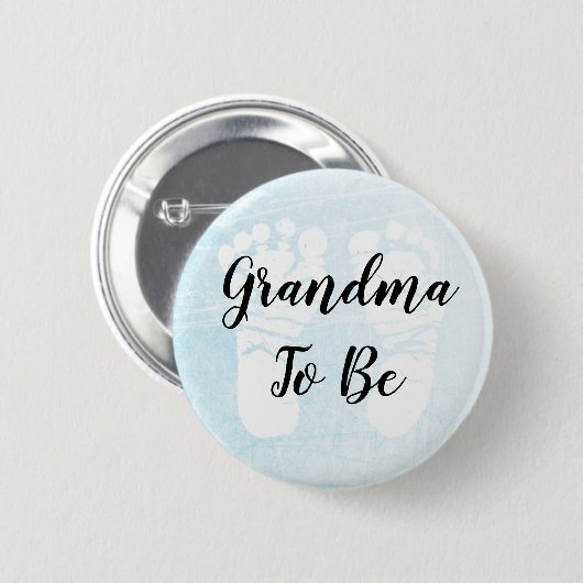 Oma to be blue Footprints Baby Shower Button (Vorne & Hinten)