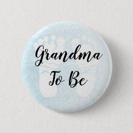 Oma to be blue Footprints Baby Shower Button