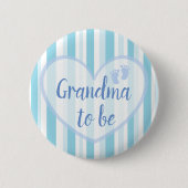 Oma to be Blue Footprints Baby Showknopf Button (Vorderseite)