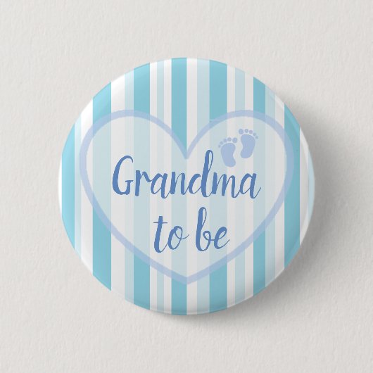Oma to be Blue Footprints Baby Showknopf Button (Vorderseite)