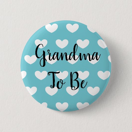 Oma to be Blue Hearts Baby Showbutton Button (Vorderseite)