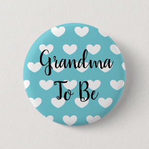 Oma to be Blue Hearts Baby Showbutton Button