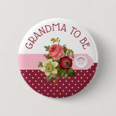 Oma to be Burgundy Rose Baby Showknopf Button (Vorderseite)