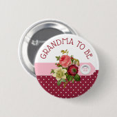 Oma to be Burgundy Rose Baby Showknopf Button (Vorne & Hinten)