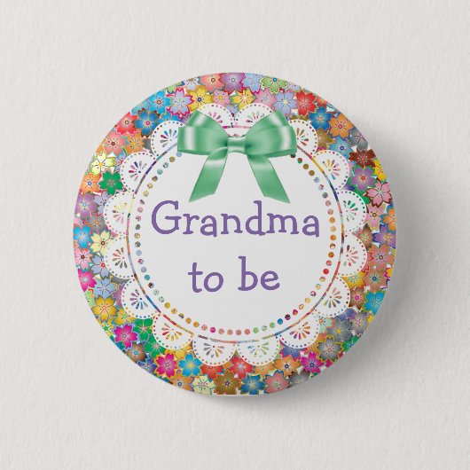 Oma to be Floral Baby Shooting Button (Vorderseite)