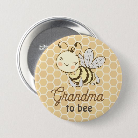 Oma to be Granny Niedlich Honeybee Bee Baby Shower Button (Vorne & Hinten)