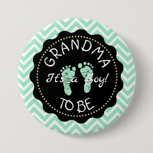 Oma to be Green Zickzack Baby Showknopf Button