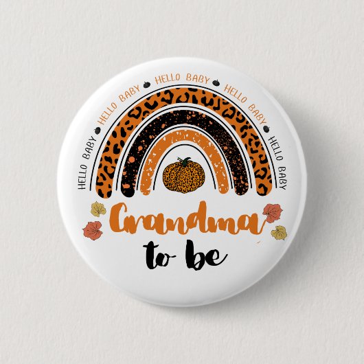 Oma to be Hello Baby Girl Pumpkin Baby Dusche Button (Vorderseite)