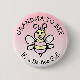 Oma to Be Honey Bee Themed Baby Dusche Button