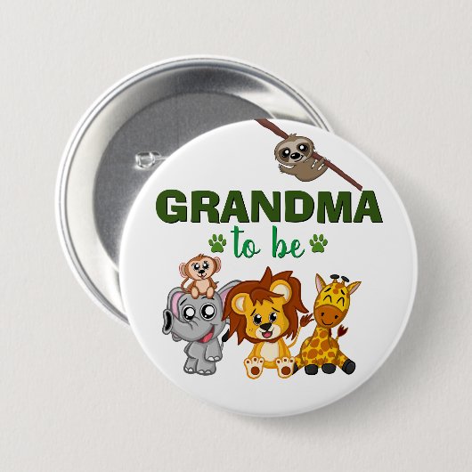 Oma to be Jungle Safari Zoo Animal Baby Dusche Button (Vorne & Hinten)