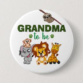 Oma to be Jungle Safari Zoo Animal Baby Dusche Button