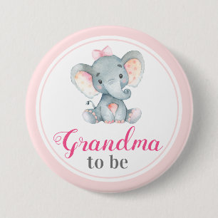 Oma to be New Granny Baby Girl Dusche Elefant Button