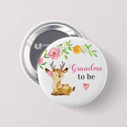 Oma to be New Granny Baby Girl Dusche Woodland Button (Vorne & Hinten)