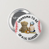 Oma to Be of a Lil Slugger Baby Showbutton Button (Vorne & Hinten)
