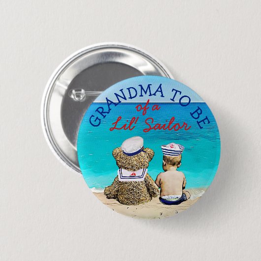 Oma to Be of a Lil'Sailor Baby Shower Button (Vorne & Hinten)