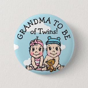 Oma to be of Twins, Baby Showbutton Button