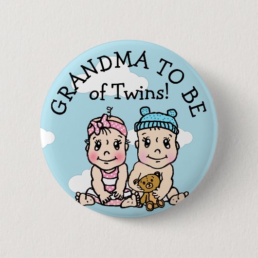 Oma to be of Twins, Baby Showknopf Button (Vorderseite)