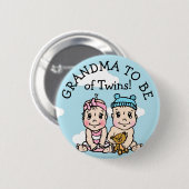Oma to be of Twins, Baby Showknopf Button (Vorne & Hinten)