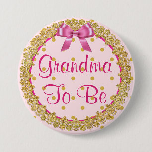 Oma to be Pink and Gold Baby Shooting Button