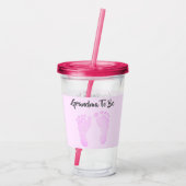 Oma to be Pink Baby Footprints Ankündigung Acryltrinkbecher (Rückseite)