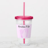 Oma to be Pink Baby Footprints Ankündigung Acryltrinkbecher (Vorderseite)