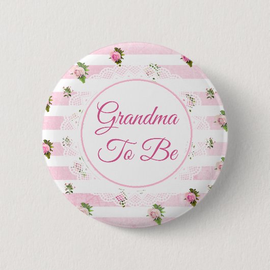 Oma to be Pink Floral Baby Showbutton Button (Vorderseite)